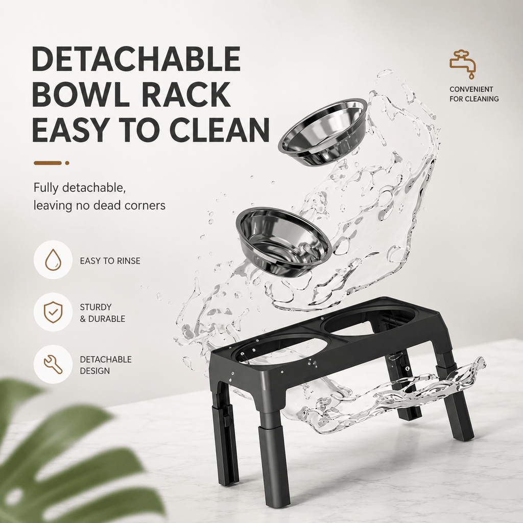 5-Height Adjustable Elevated Dog Bowls