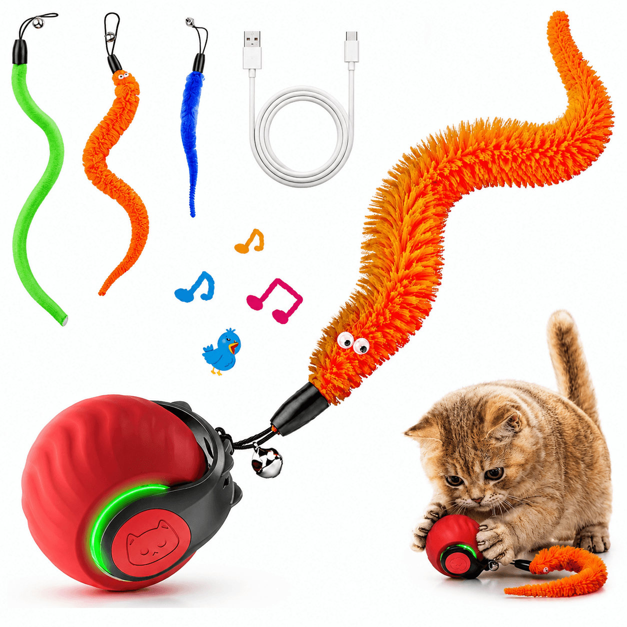 Interactive Automatic Cat Toy with Bird Sounds & 3 Speed Modes Fursera