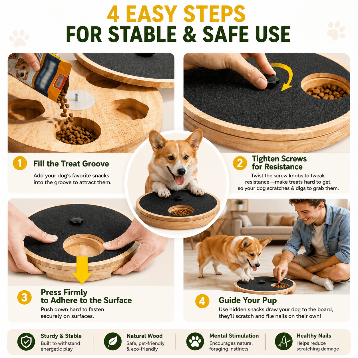 Interactive Dog Nail Scratch Board with Treat Box Fursera