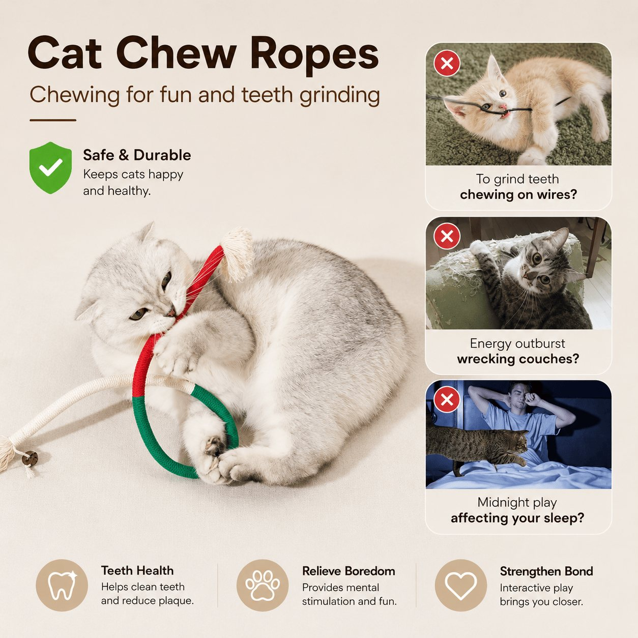 Cat Chew Rope Toys for Teeth Cleaning