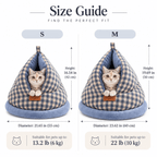 Cozy Gingham Cat Cave Bed – Plush-Lined Hideaway Fursera