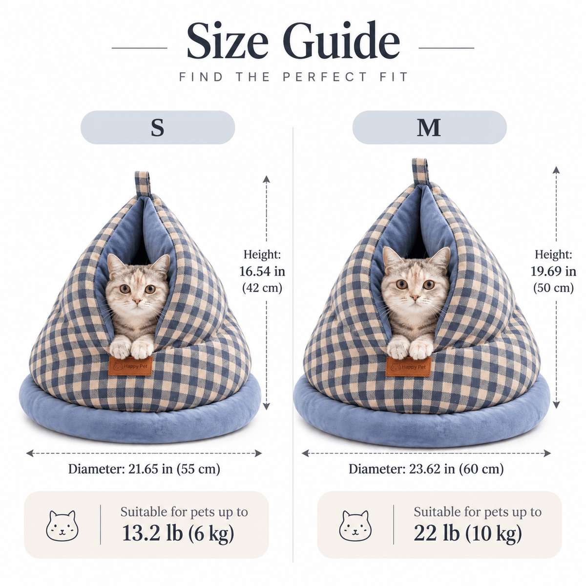 Cozy Gingham Cat Cave Bed – Plush-Lined Hideaway Fursera