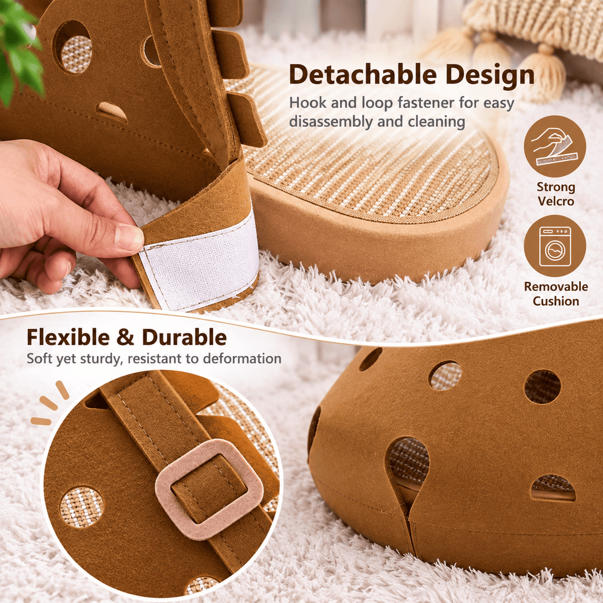 Clog-Shaped Cat Bed – Felt Cat Cave with Jute Scratching Mat Fursera
