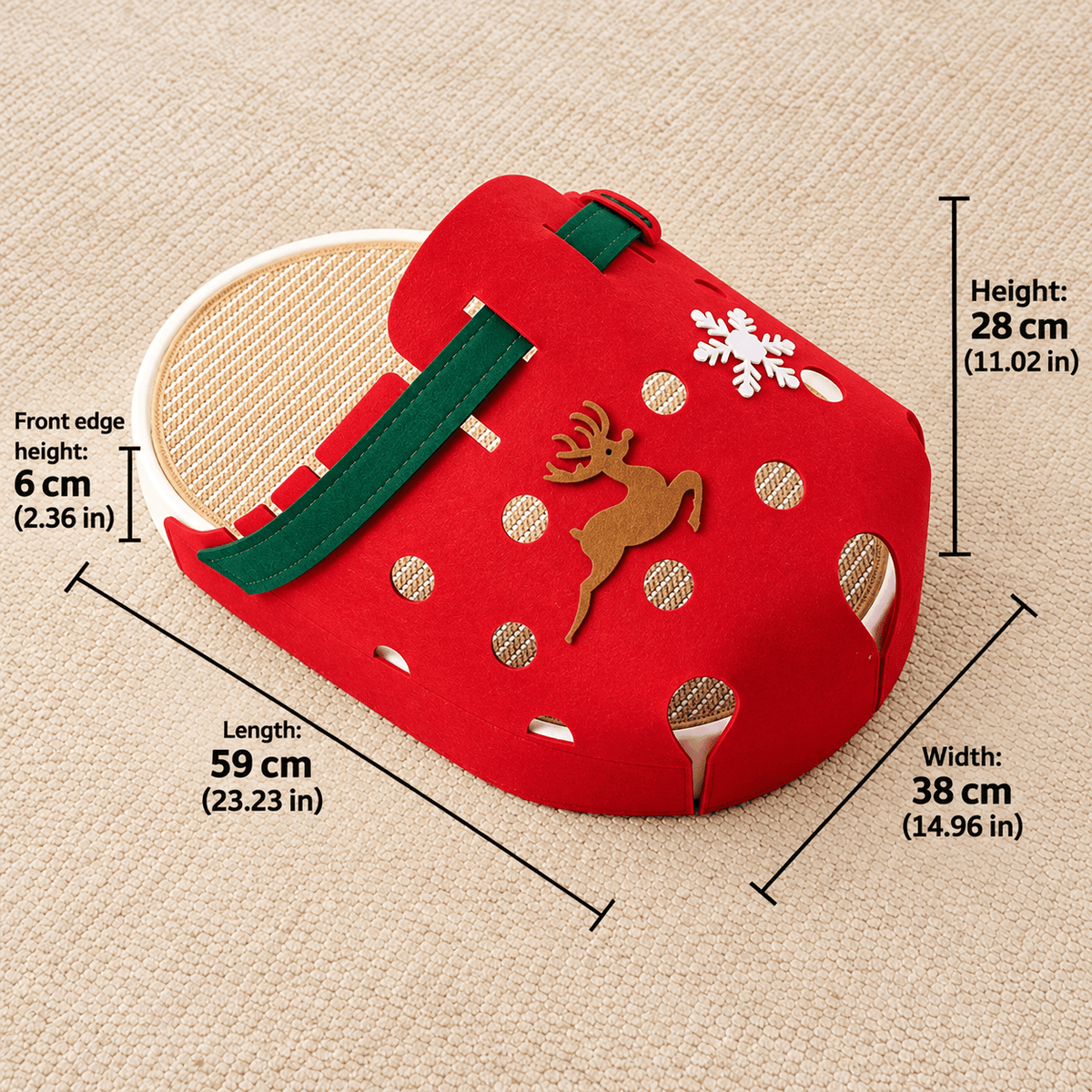 Clog-Shaped Cat Bed – Felt Cat Cave with Jute Scratching Mat Fursera