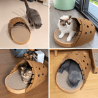 Clog-Shaped Cat Bed – Felt Cat Cave with Jute Scratching Mat Fursera