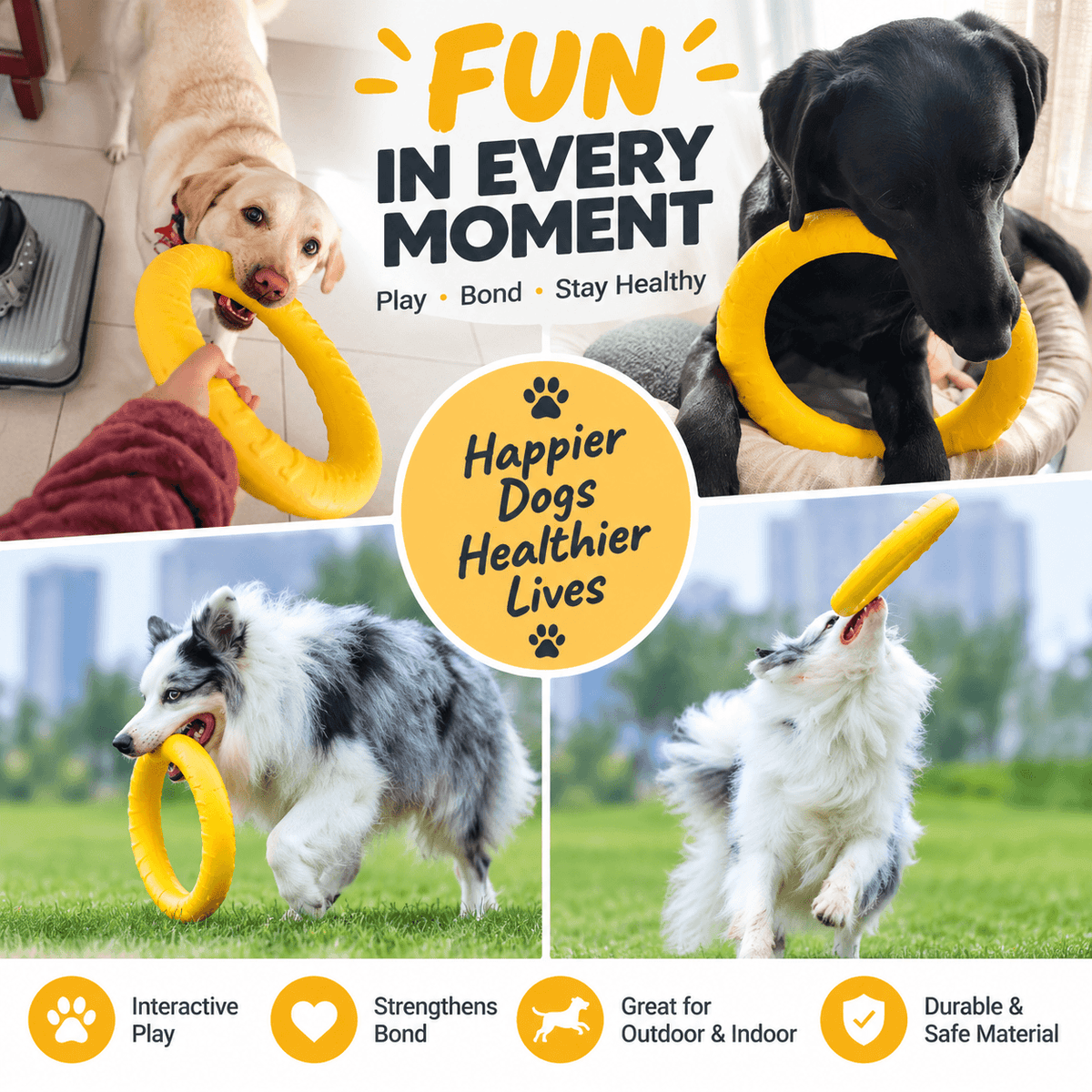 Dog Fetch & Tug Ring – Soft, Lightweight EVA Toy Fursera