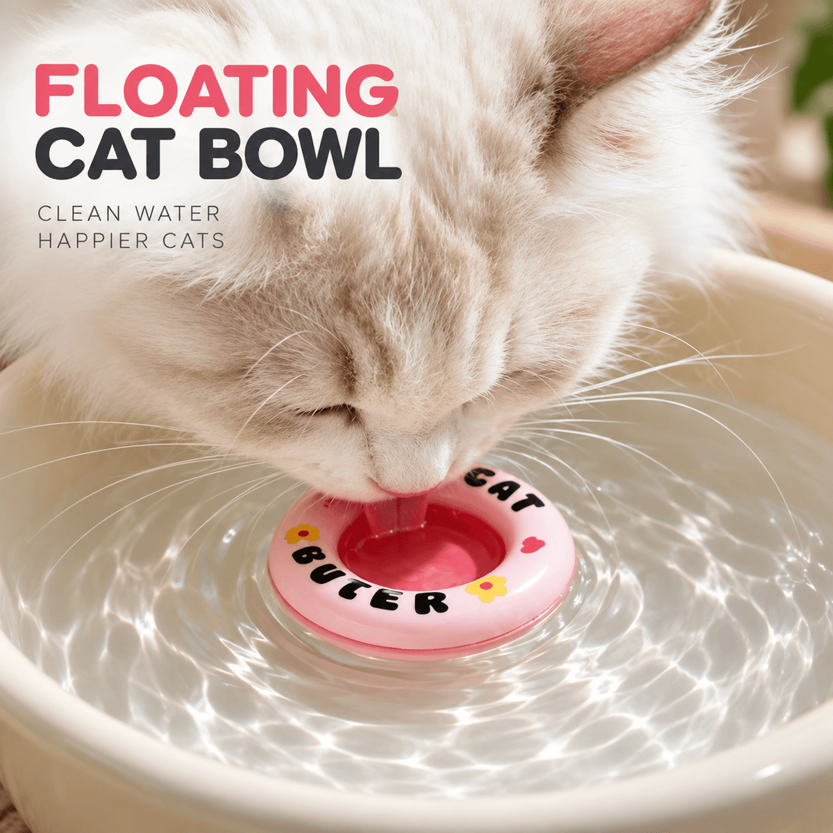 Floating Cat Water Dish – Treat-Friendly Drinking Bowl Insert Fursera