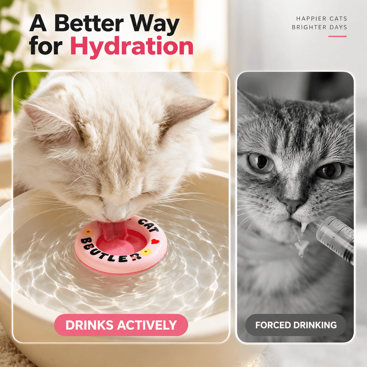 Floating Cat Water Dish – Treat-Friendly Drinking Bowl Insert Fursera