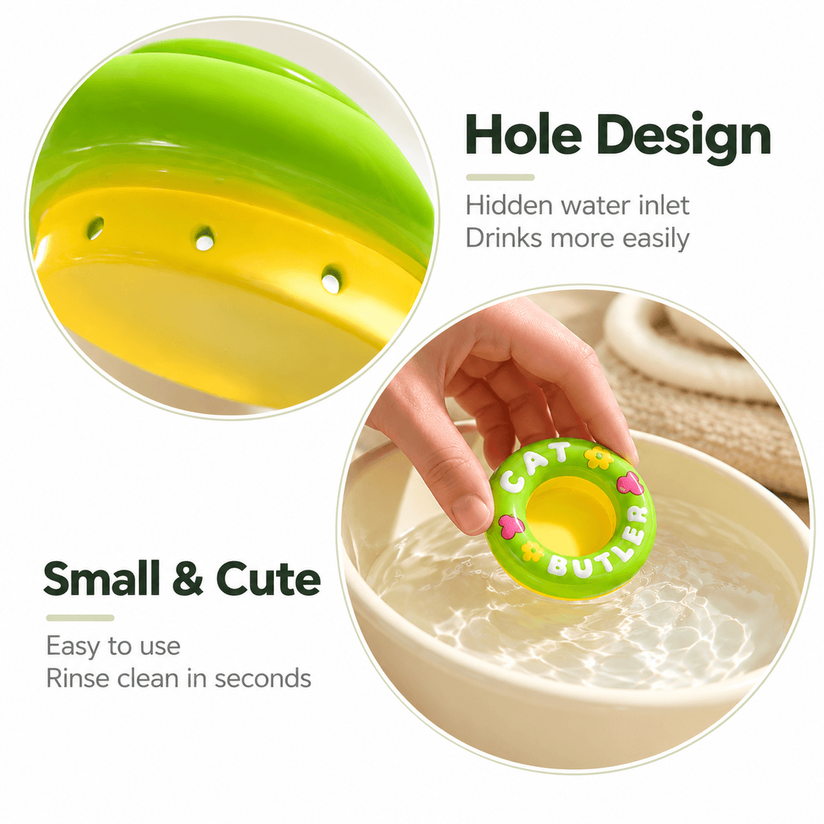 Floating Cat Water Dish – Treat-Friendly Drinking Bowl Insert Fursera