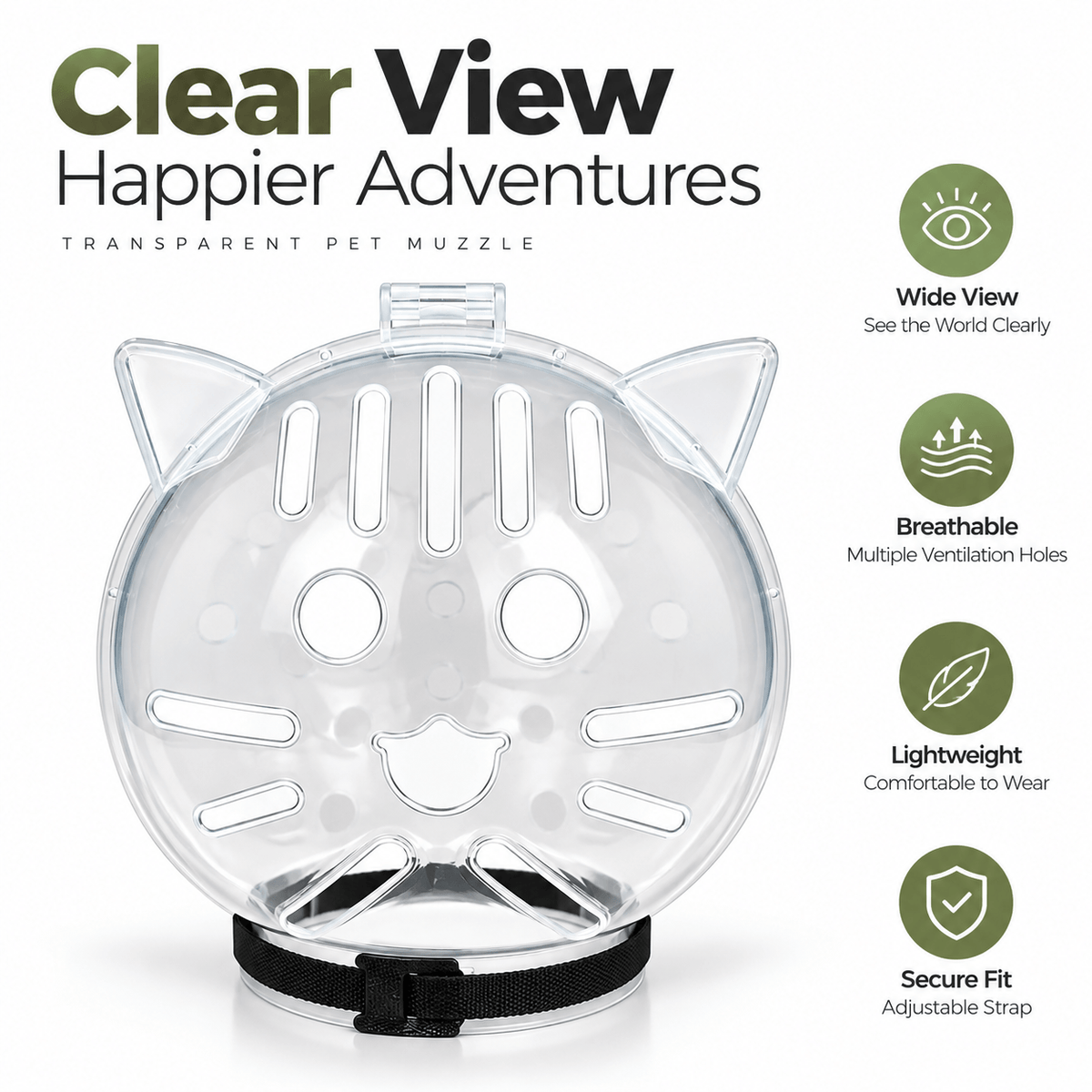 Clear Cat Grooming Muzzle – Breathable Protective Hood Fursera