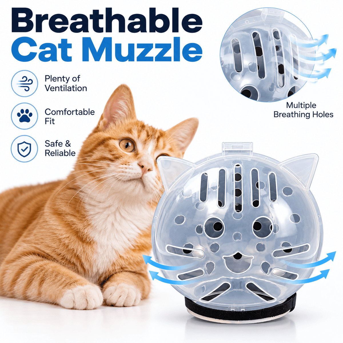 Clear Cat Grooming Muzzle – Breathable Protective Hood Fursera