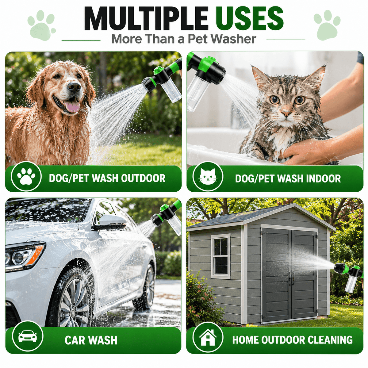 8-in-1 Dog Washing Hose Attachment with Soap Dispenser Fursera