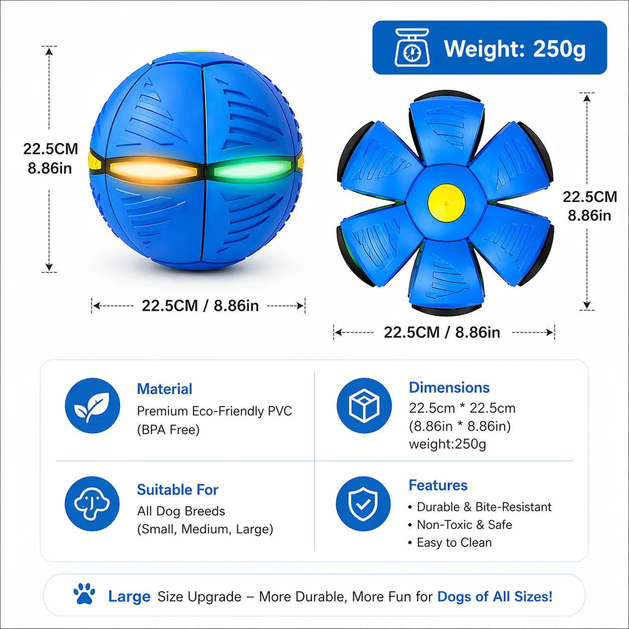 Interactive Frisbee Transforming Dog Toy Ball