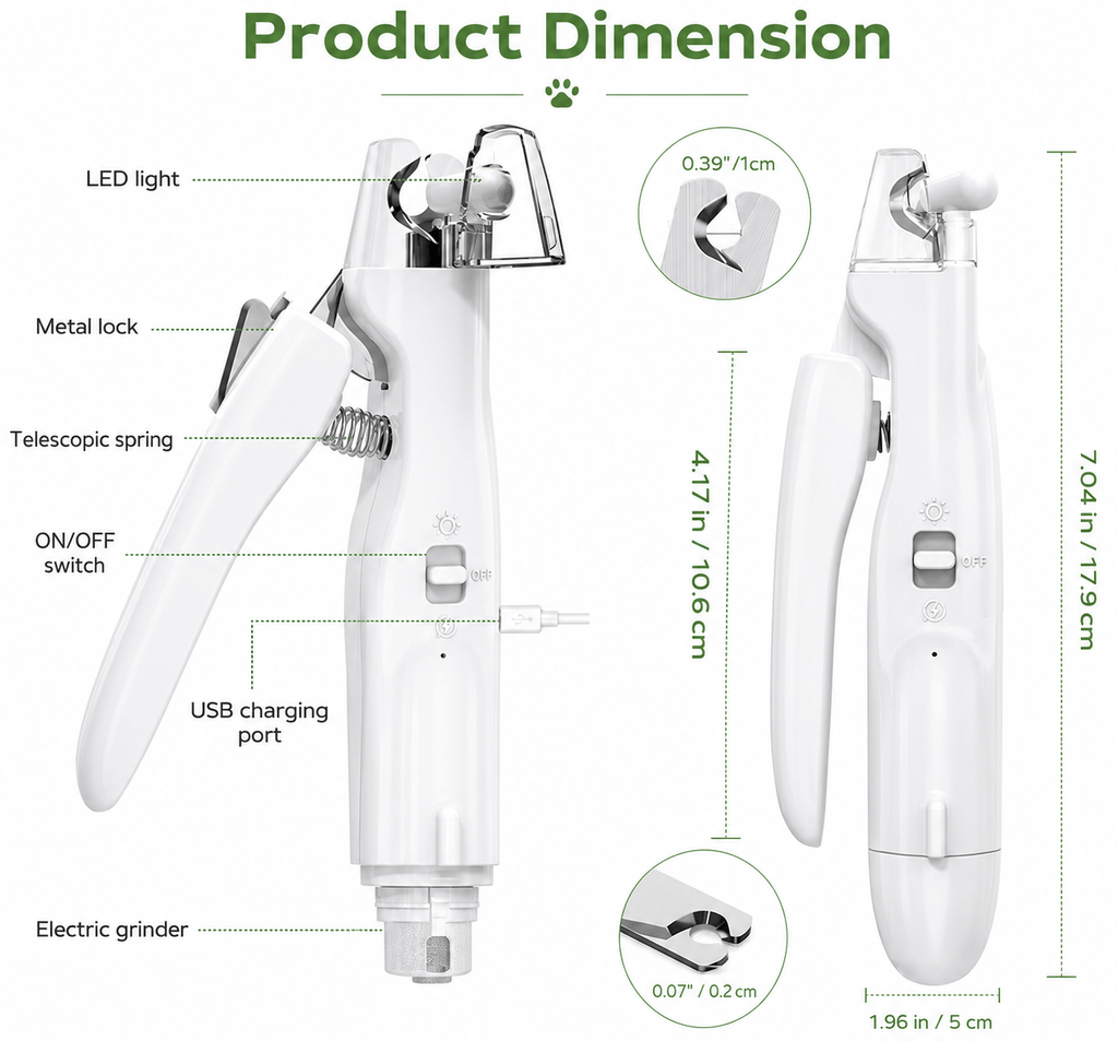2-in-1 Pet Nail Trimmer & Grinder with LED Light