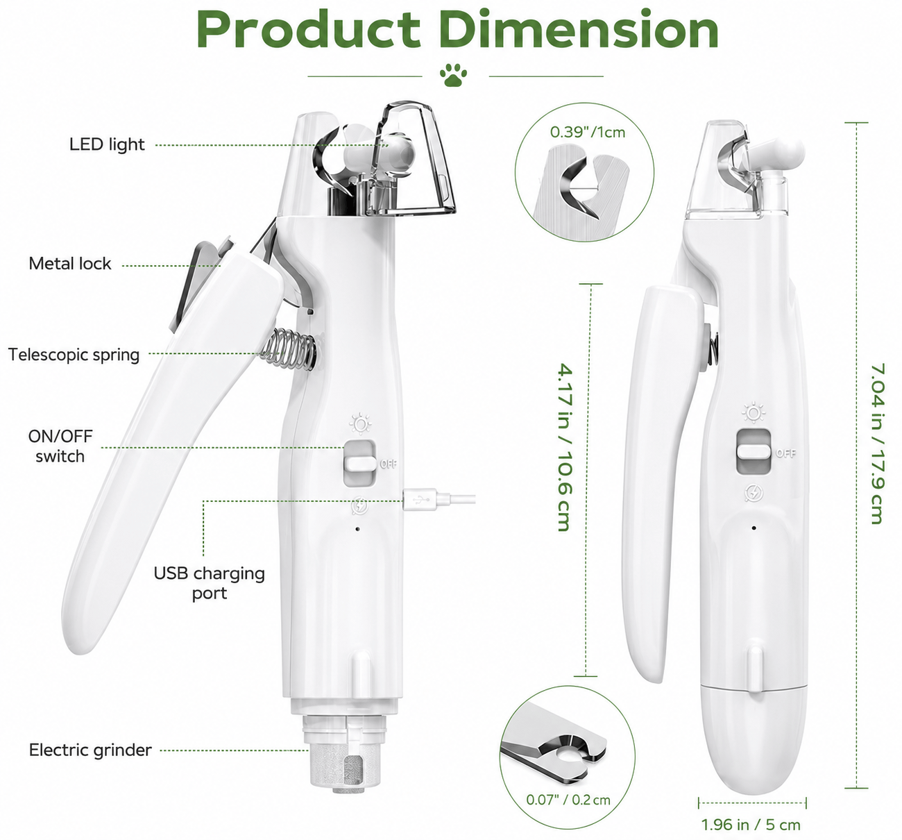 2-in-1 Pet Nail Trimmer & Grinder with LED Light