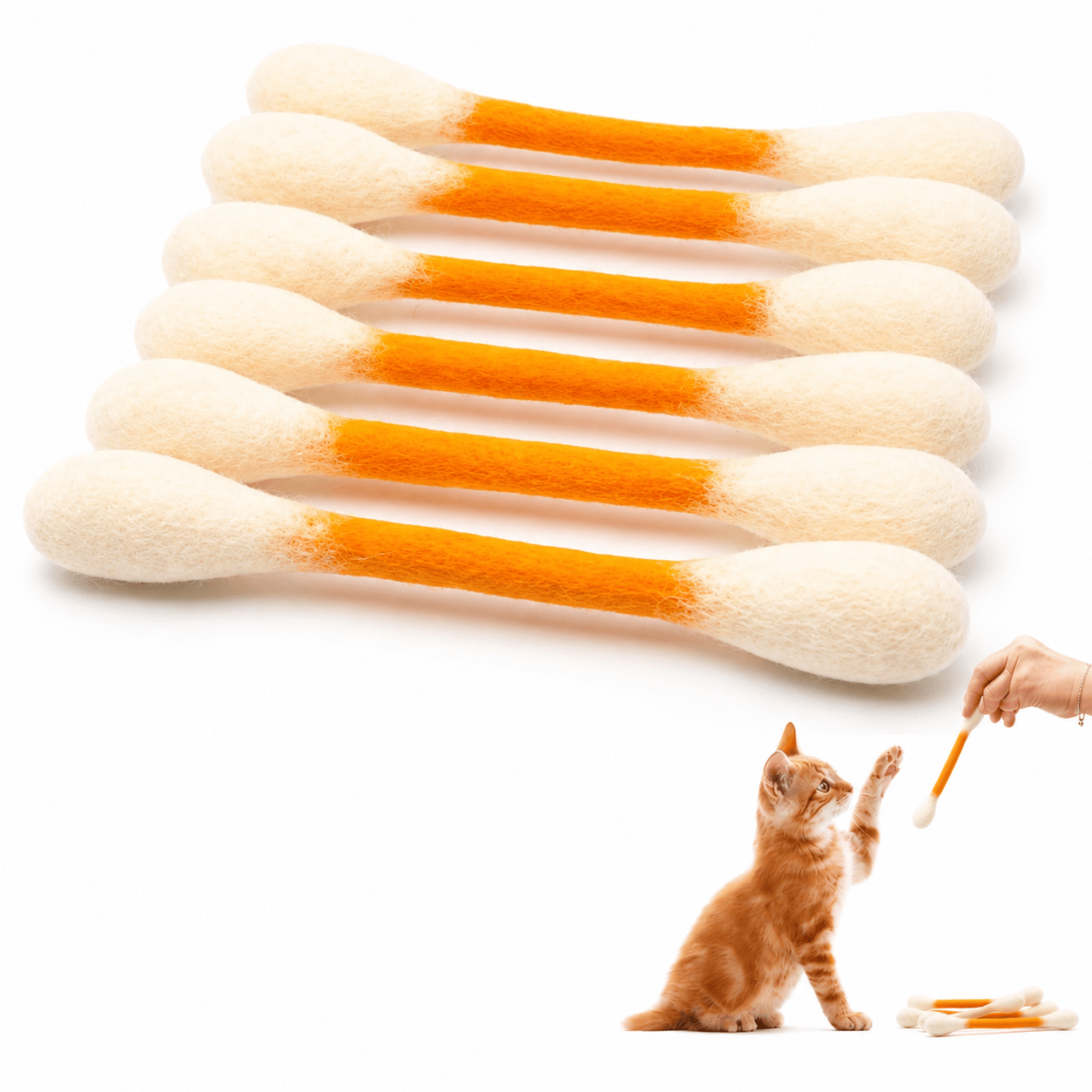 Giant Q Tip Cat Toy with Catnip (6PCS)