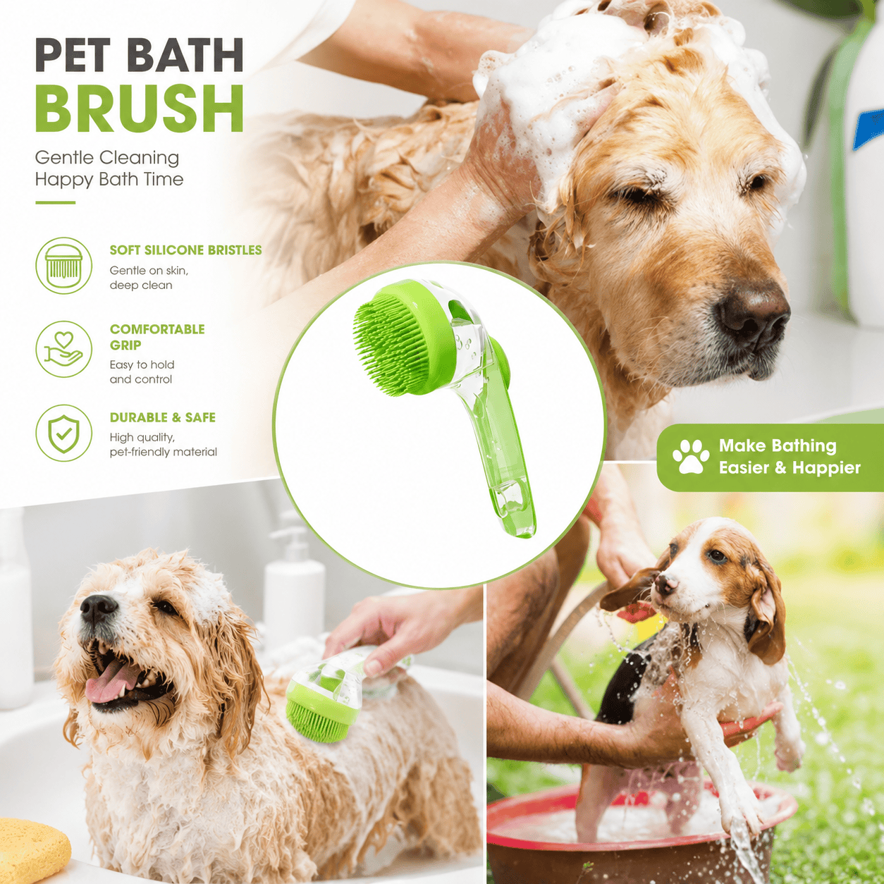 2-in-1 Pet Bath Brush & Shampoo Dispenser