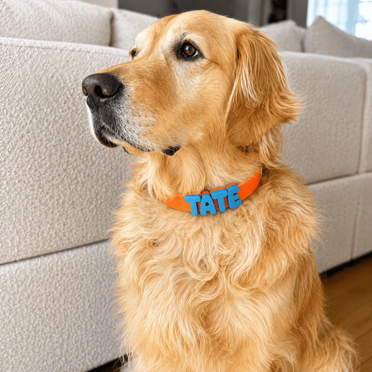 Waterproof Dog Collar with Custom Name Charms