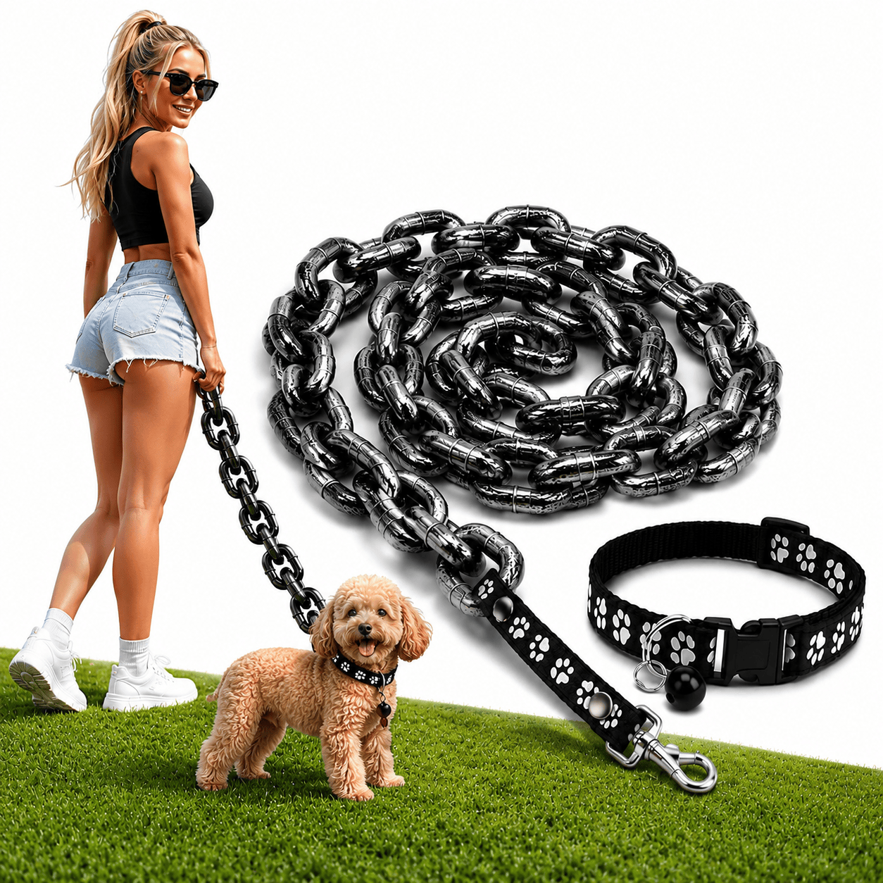 Funny Lightweight Faux Iron Chain Leash