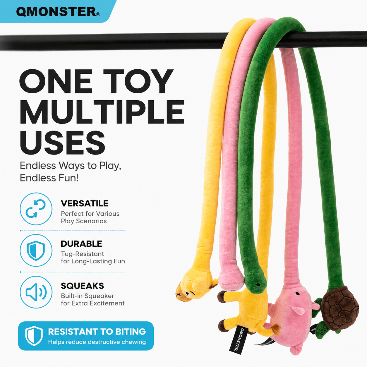 Long Plush Squeaky Dog Toy – Durable Interactive Tug-of-War Chew Toy Fursera
