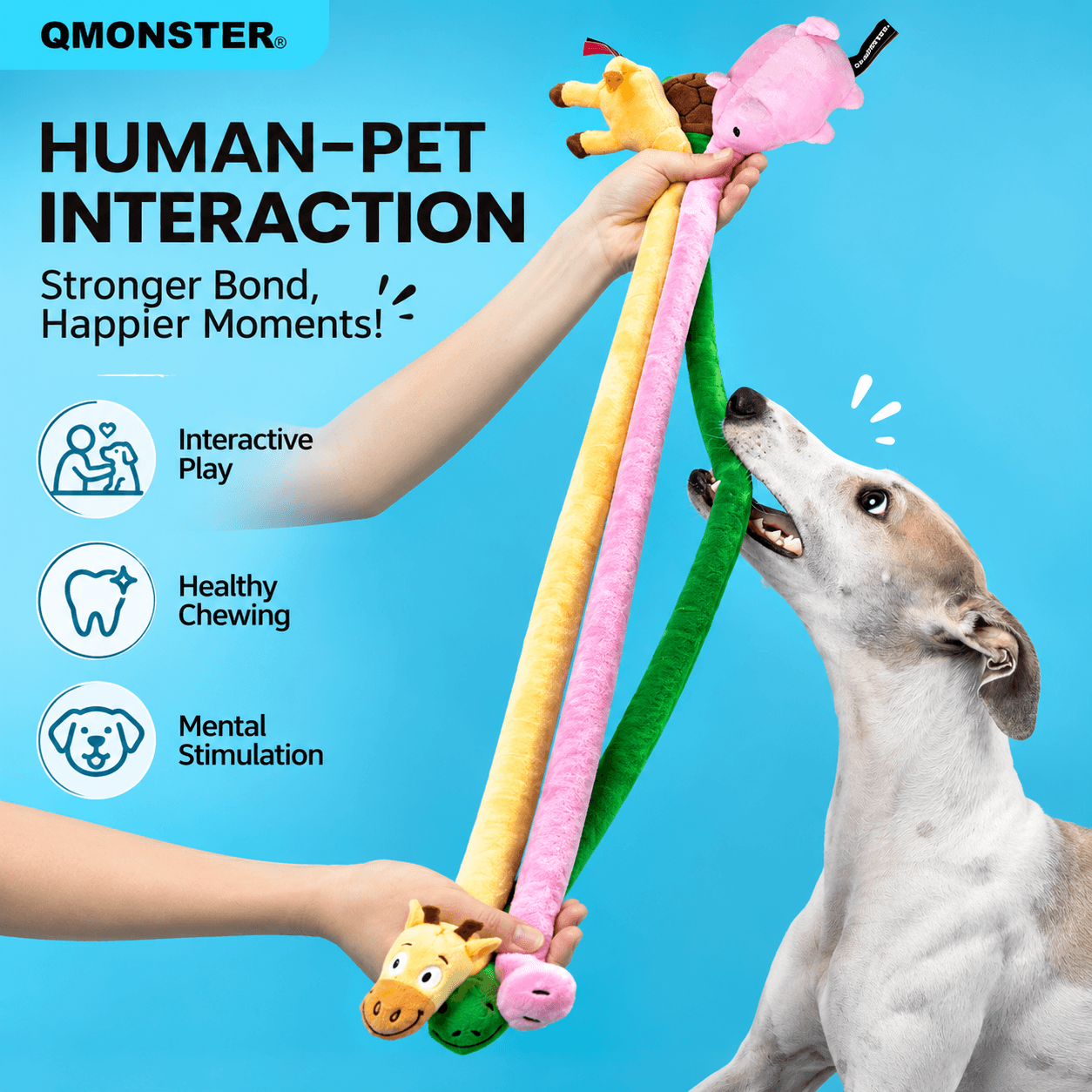 Long Plush Squeaky Dog Toy – Durable Interactive Tug-of-War Chew Toy Fursera