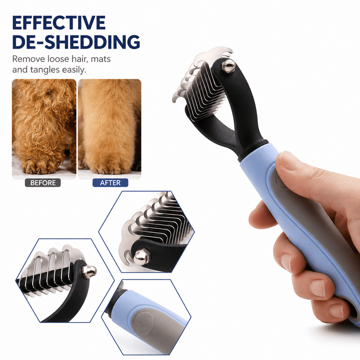 2-Pack Dog Grooming Comb Set – Large & Small Shedding & Detangling Tools Fursera