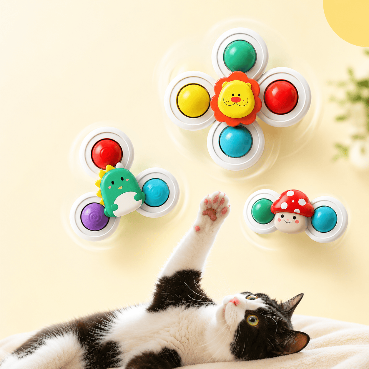 Interactive Suction Cup Cat Spinner Toy for Window & Glass | Rotating Cat Enrichment Toy