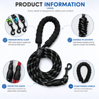 Reflective Nylon Dog Leash with Soft Padded Handle