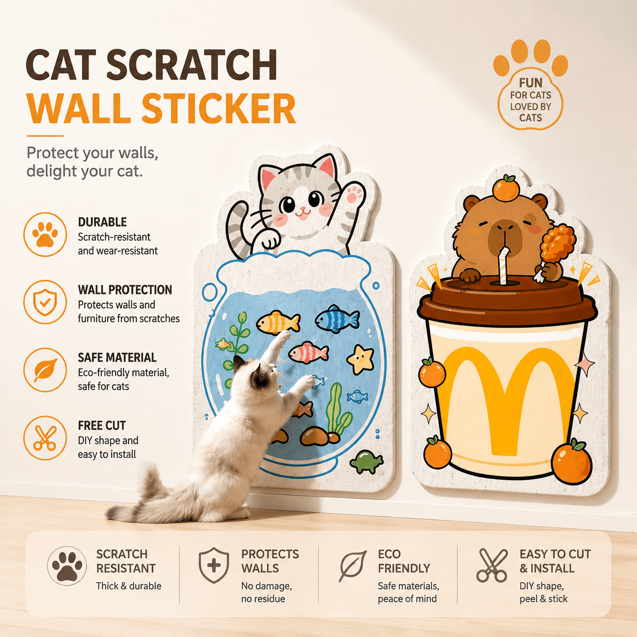Removable Cat Scratching Pad Sticker Fursera