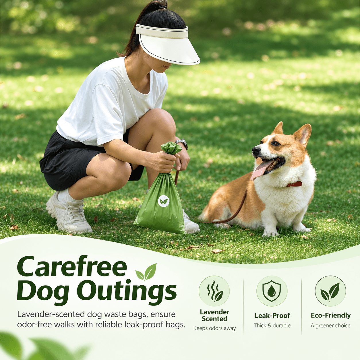 HDPE and EPI dog poop bags with leak-proof rolls and free dispenser