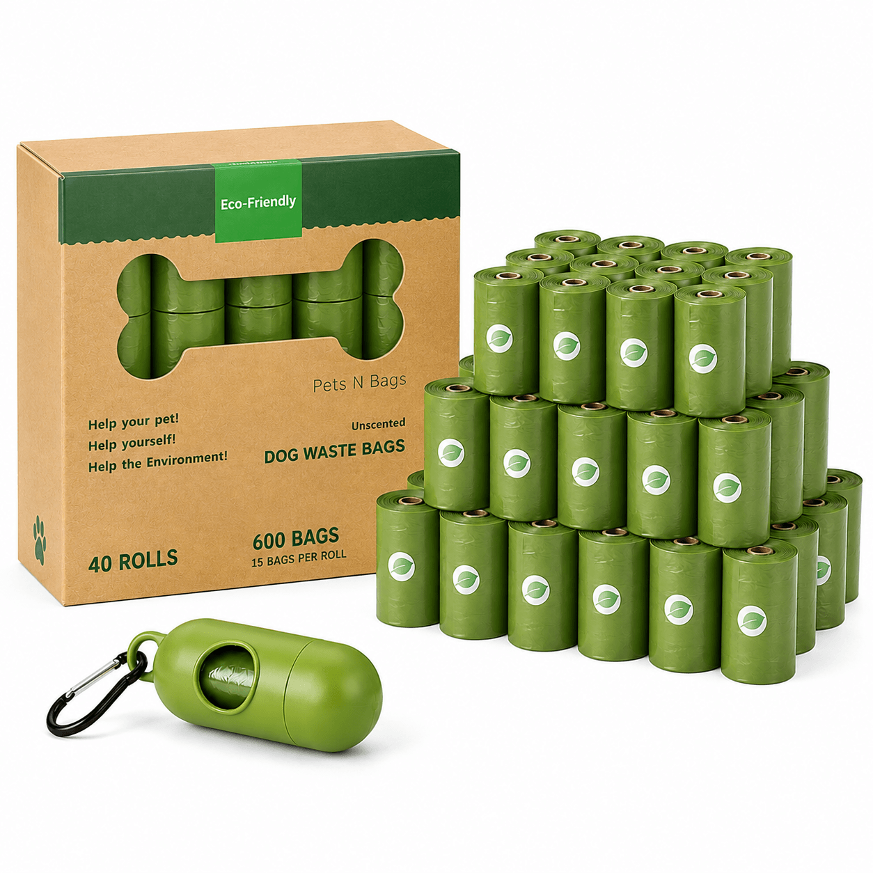 HDPE and EPI dog poop bags with leak-proof rolls and free dispenser