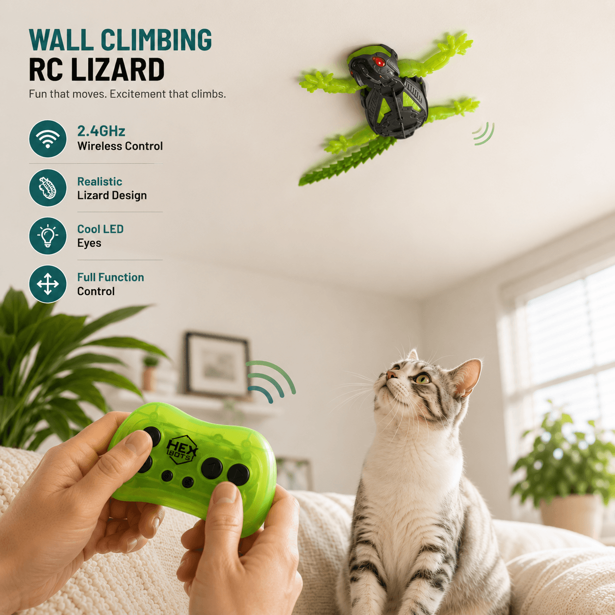 Wall Climbing RC Lizard Toy for Cats Fursera