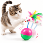 Tumbler Mouse Cat Toy – Wobble Interactive Toy with Sound & Feathers Fursera