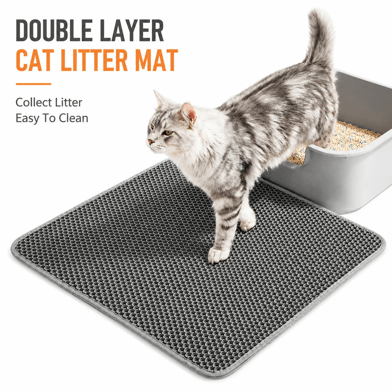 Double Layer Cat Litter Mat – Honeycomb Litter Trap Mat for Cleaner Floors Fursera