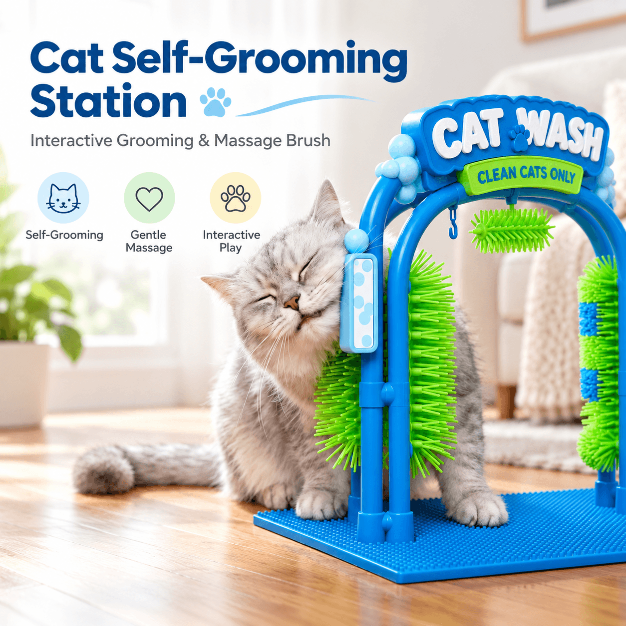 Cat Self-Grooming Station – Interactive Brush & Massage Toy Fursera