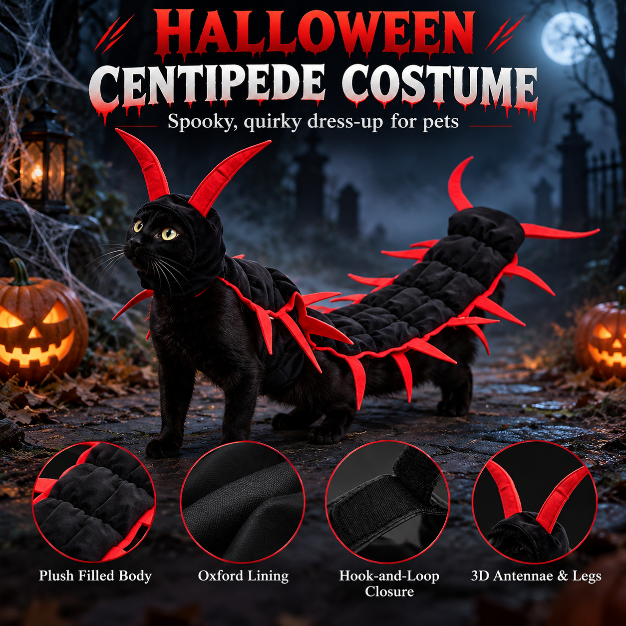 Halloween Centipede Cat Costume Fursera