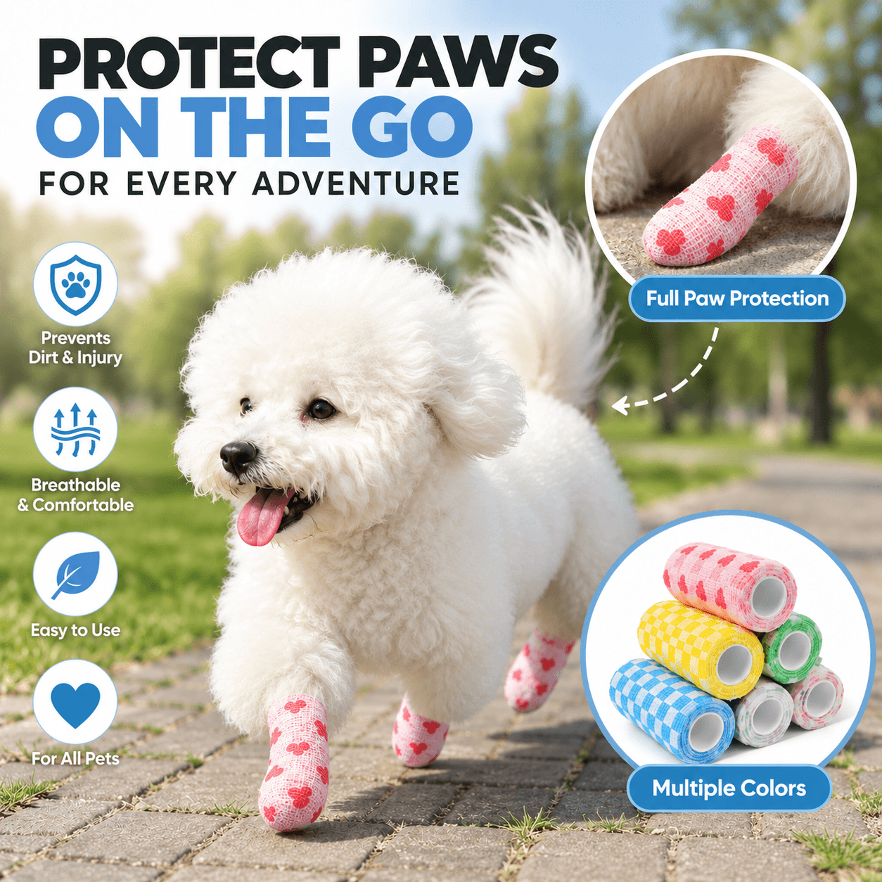 Self-Adhesive Pet Bandage Wrap for Dogs & Cats Fursera
