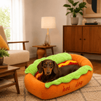 Hot Dog Dog Bed, Soft Plush Small Cute and Warm Cozy Food Dog Cat Bed
