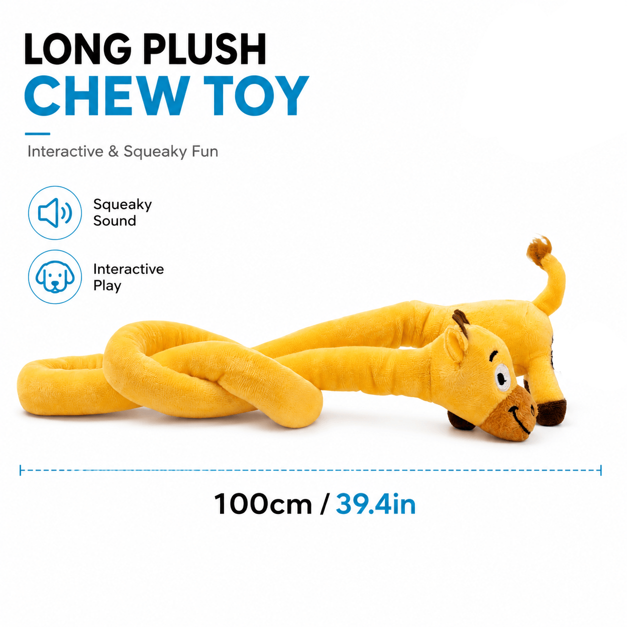 Long Plush Squeaky Dog Toy – Durable Interactive Tug-of-War Chew Toy Fursera
