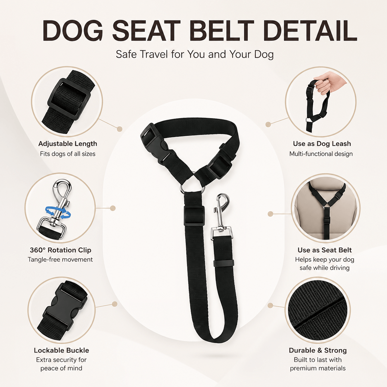 Adjustable Dog Car Seat Belt Fursera