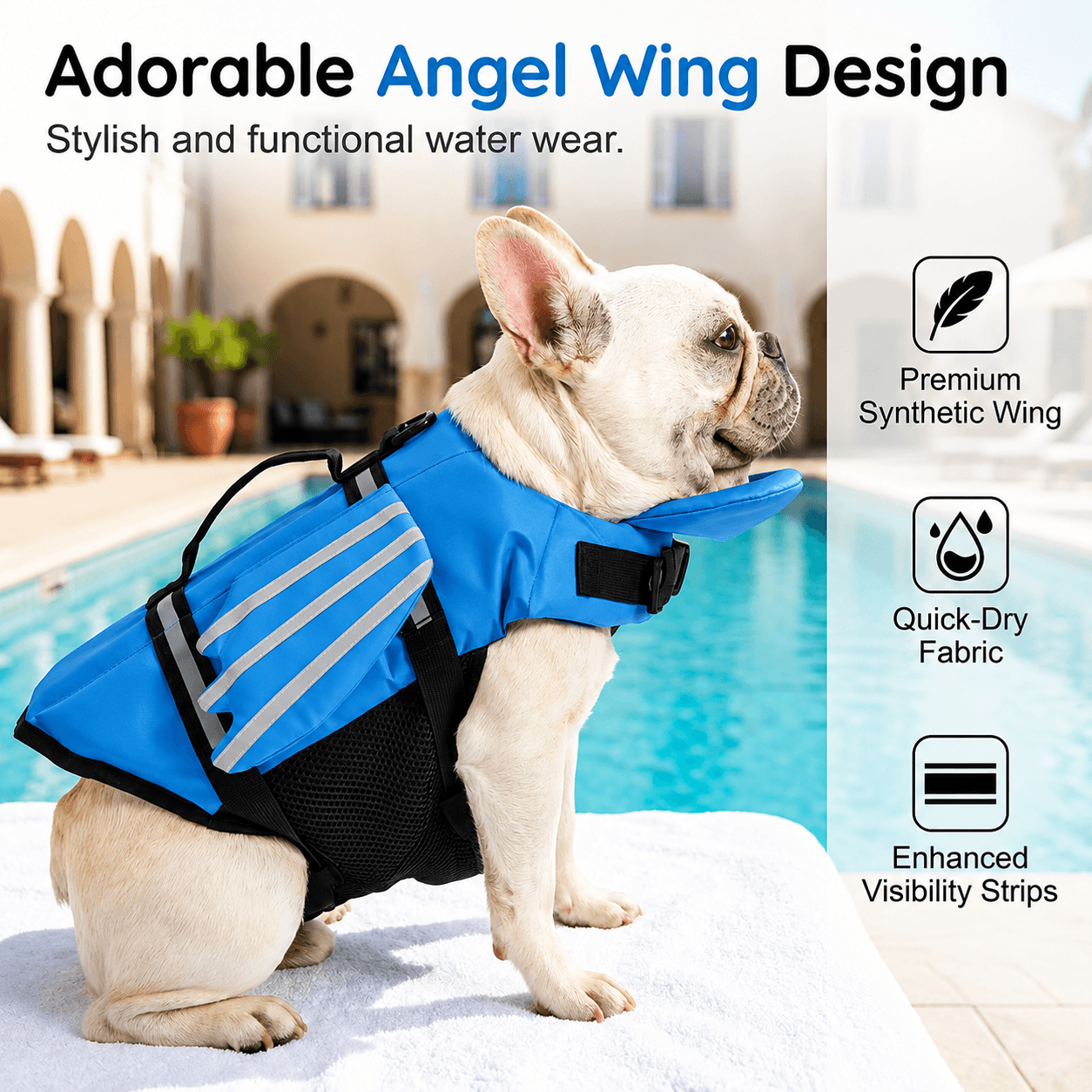 Reflective Angel Wing Dog Life Jacket Quick-Rescue Handle • Breathable Mesh • Reflective Safety Fursera