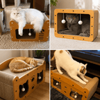 Wooden Cat Scratcher Bed for Indoor Cats