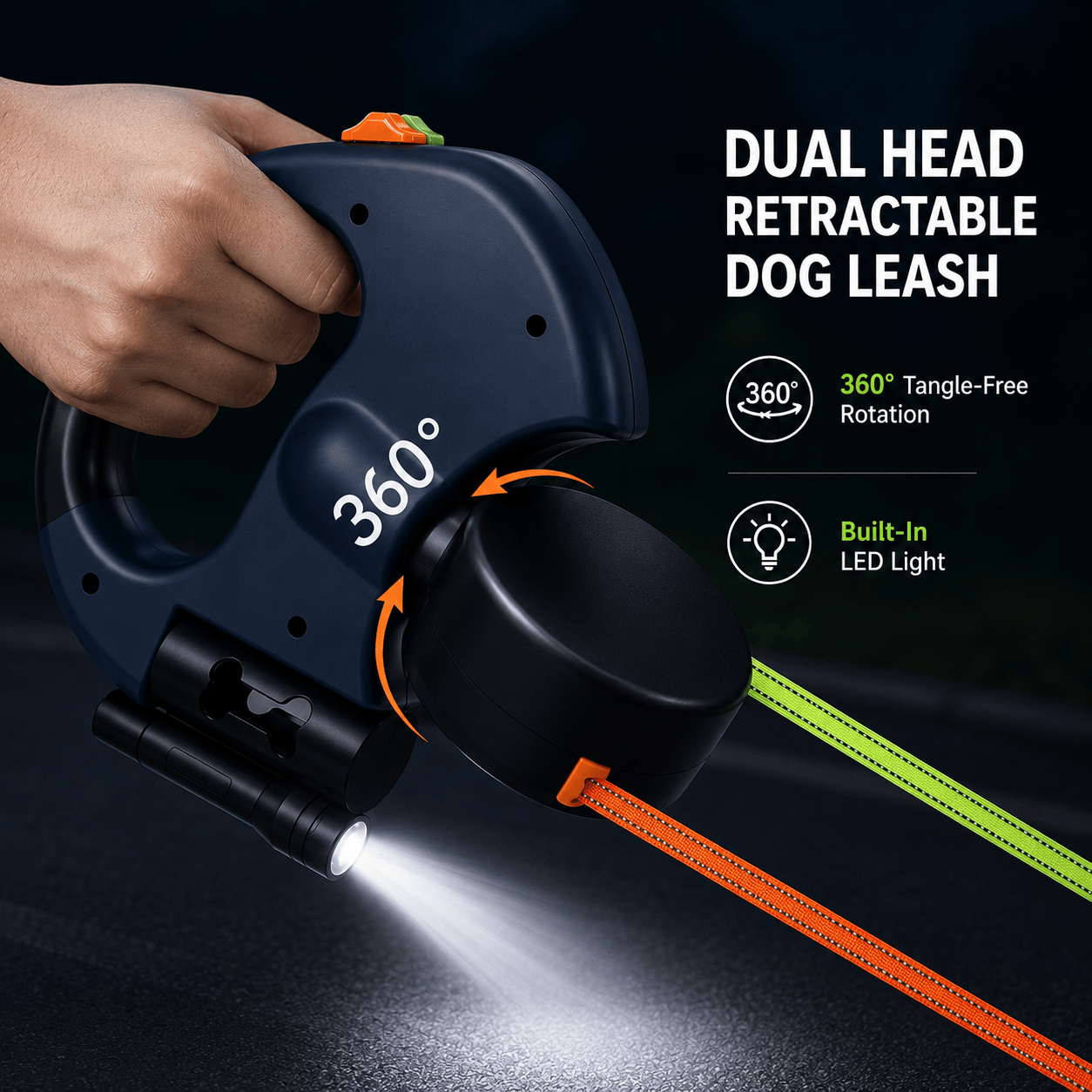 Tangle-Free Two-in-One Retractable Dog Leash