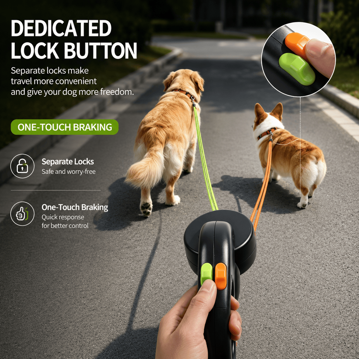 Tangle-Free Two-in-One Retractable Dog Leash