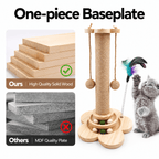 4-in-1 Wooden Cat Scratching Post with Ball Tracks & Feather Toy Fursera