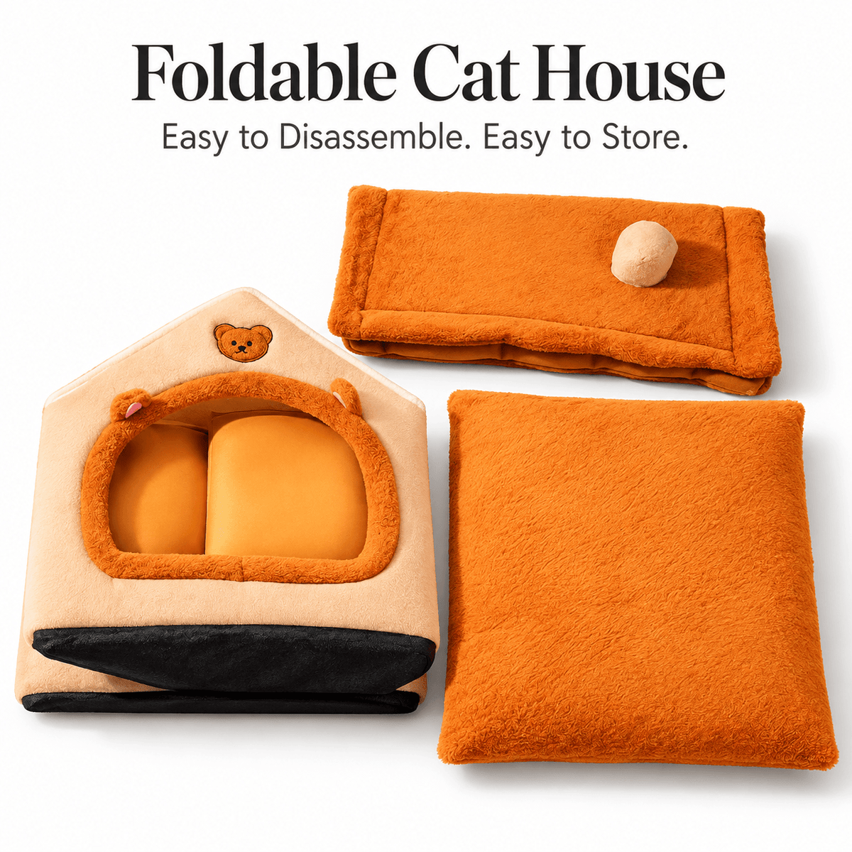 Cozy Plush Pet House – Detachable & Washable Bed for Cats & Small Dogs Fursera