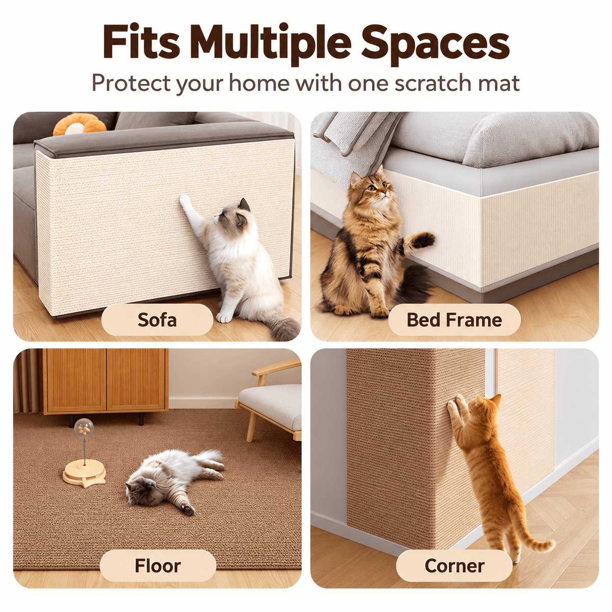 Self-Adhesive Cat Scratching Mat – Sofa & Wall Protector Fursera