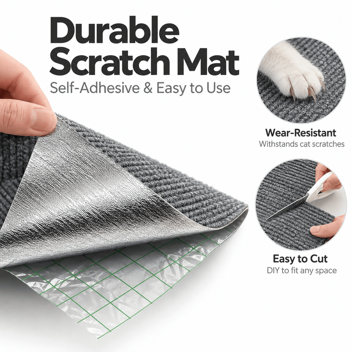 Self-Adhesive Cat Scratching Mat – Sofa & Wall Protector Fursera