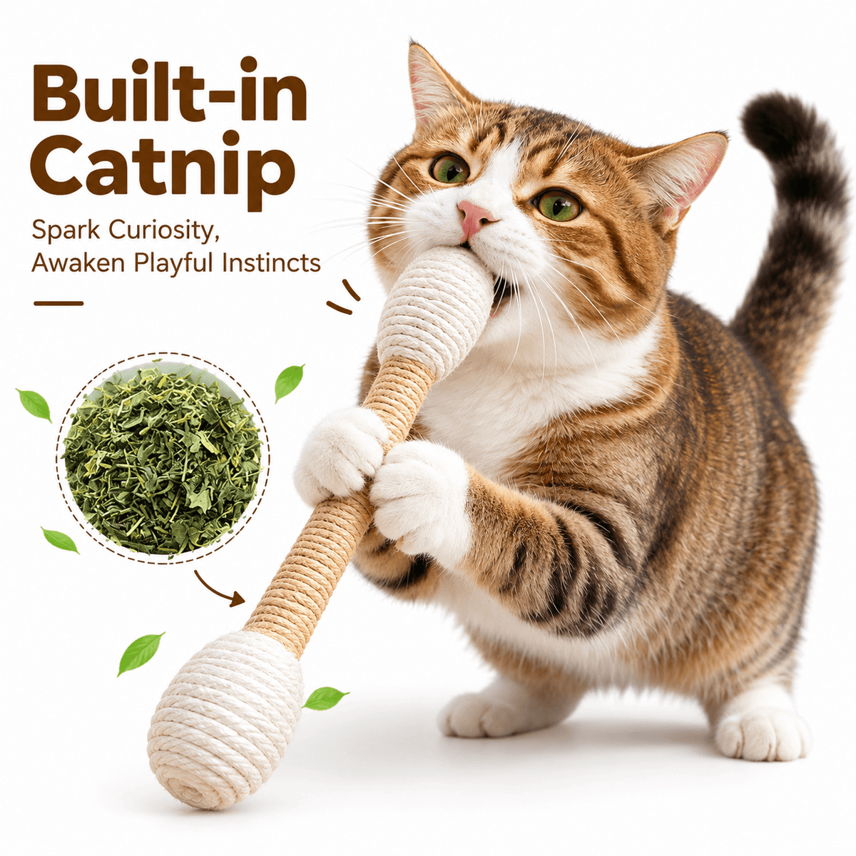 Large Sisal Catnip Kicker Toy – Solid Wood Core Fursera