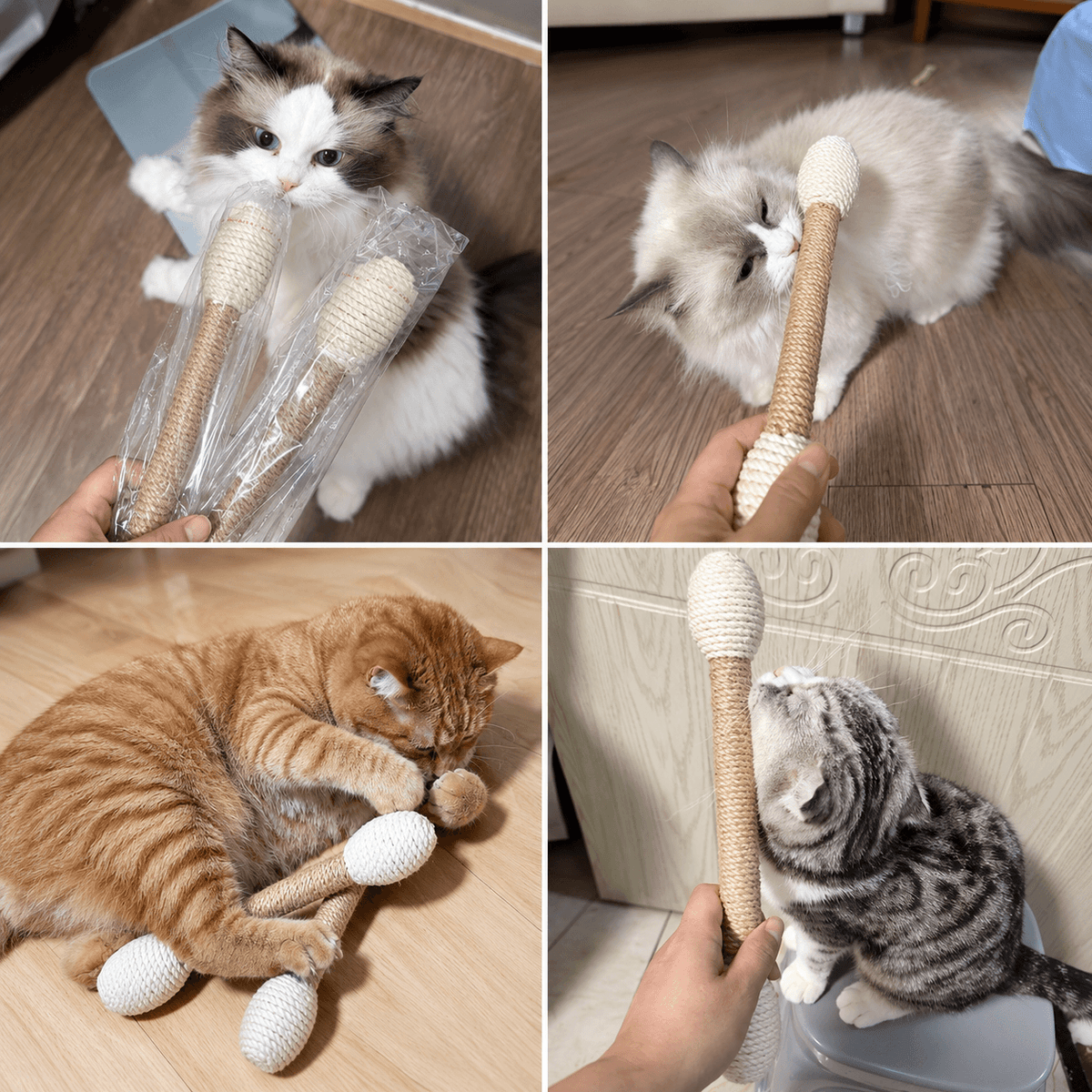 Large Sisal Catnip Kicker Toy – Solid Wood Core Fursera